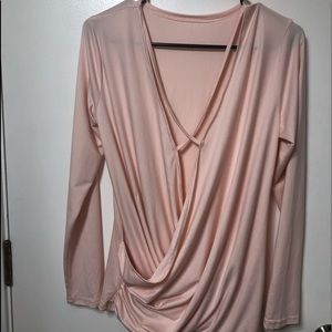 Criss cross/ wrap baby pink long sleeve shirt